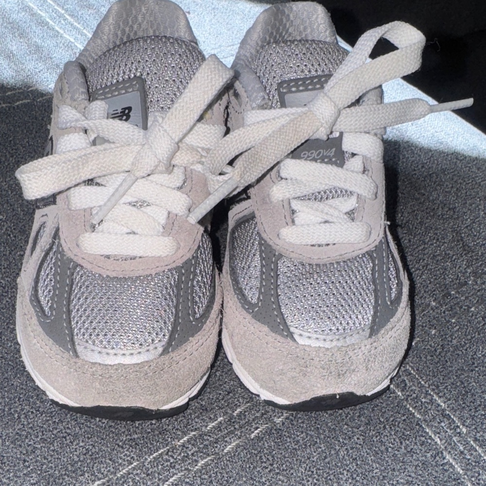 New Balance Kids' White and Gray Sneakers